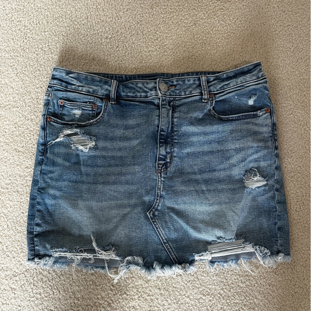 American Eagle Outfitters Blue Distressed Jean Skirt